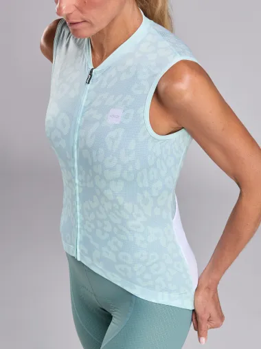 Maillot femme EKOI Perf LEO sans manches Anis