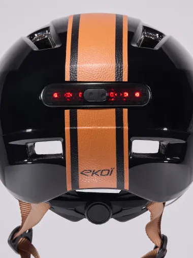 Casque urbain EKOI CITY STYLE Noir Ecran Bande Cuir Naturel Noir