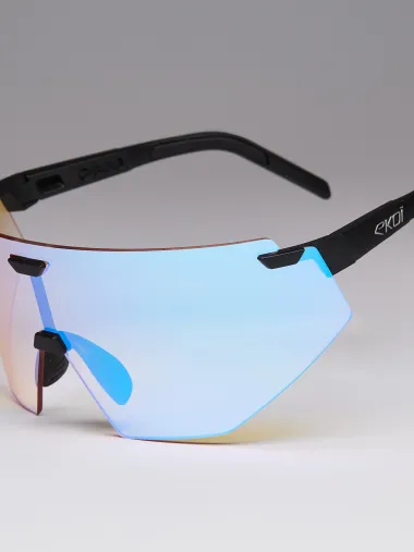 Lunettes EKOI Racing AEROLITE Noir Silver ICE Bleu Cat1