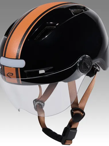 Casque urbain EKOI CITY STYLE Noir Ecran Bande Cuir Naturel Noir