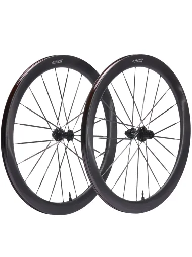 Paire de Roues EKOI Carbone 50mm Full Black Shimano Silver