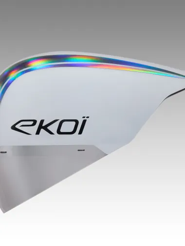 Casque EKOI Racing PURE AERO Mirror Cat2 Blanc Holo Silver