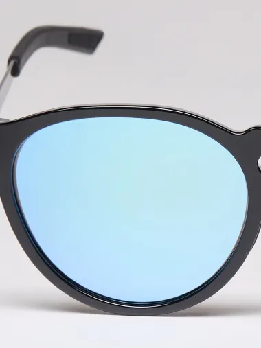 Lunettes EKOI Racing LIFESTYLE RONDES Noir brillant Bleu glacier