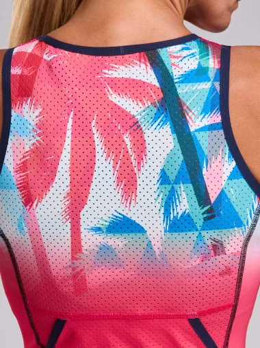 Combinaison triathlon femme EKOI Perf OASIS sans manches Rhubarbe