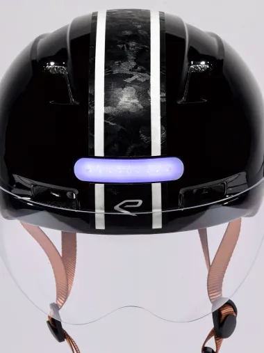 Casque urbain EKOI CITY STYLE Noir Ecran Bande Carbone forgé Blanc