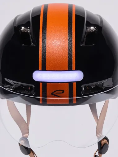 Casque urbain EKOI CITY STYLE Noir Ecran Bande Cuir Ambre Noir