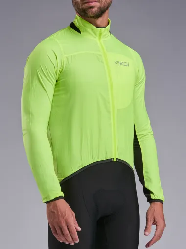 Veste coupe vent EKOI Perf WINDPROOF LIGHT POCKET Jaune fluo