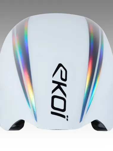 Casque EKOI Racing PURE AERO Mirror Cat2 Blanc Holo Silver