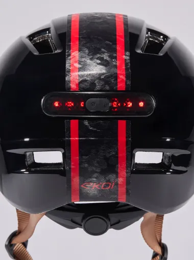 Casque urbain EKOI CITY STYLE Noir Ecran Bande Carbone forgé Rouge