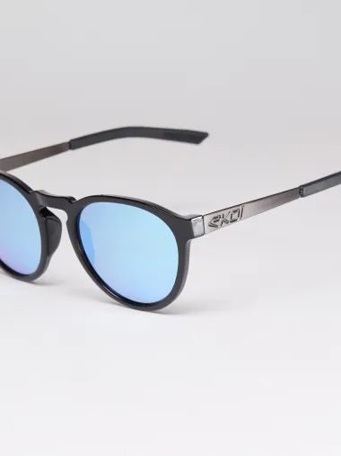 Lunettes EKOI Racing LIFESTYLE RONDES Noir brillant Bleu glacier