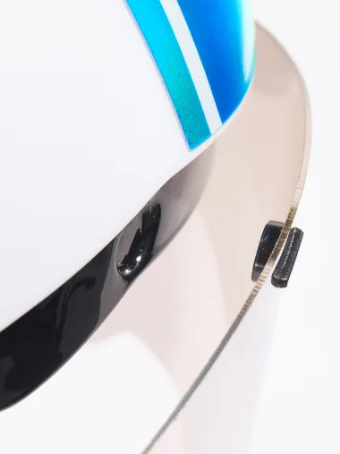 Casque EKOI Racing PURE AERO Mirror Cat2 Blanc Holo Bleu