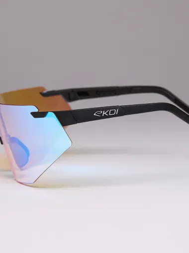 Lunettes EKOI Racing AEROLITE Noir Silver ICE Bleu Cat1
