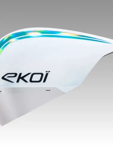 Casque EKOI Racing PURE AERO Mirror Cat2 Blanc Holo Aqua