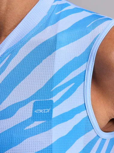 Maillot femme EKOI Perf ZEBRA sans manches Bleu