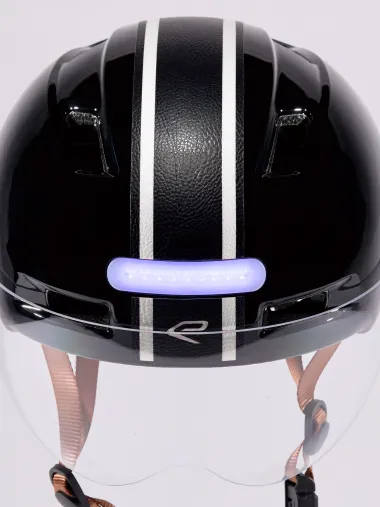 Casque urbain EKOI CITY STYLE Noir Ecran Bande Cuir Noir Blanc