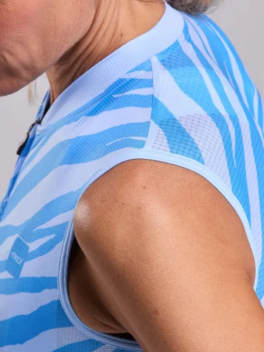Maillot femme EKOI Perf ZEBRA sans manches Bleu