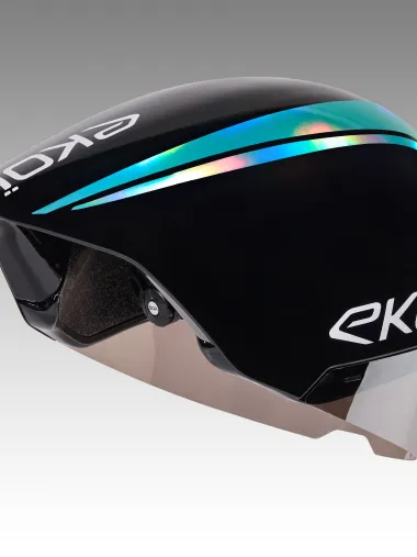 Casque EKOI Racing PURE AERO Mirror Cat2 Noir Holo Aqua