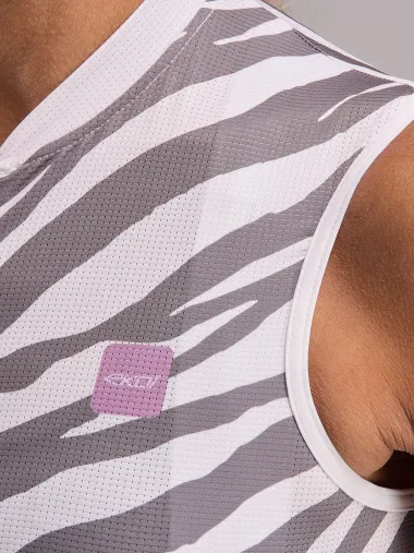 Maillot femme EKOI Perf ZEBRA sans manches Beige