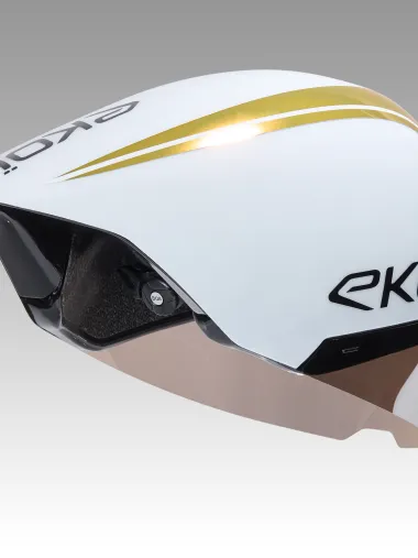 Casque EKOI Racing PURE AERO Mirror Cat2 Blanc Holo Gold