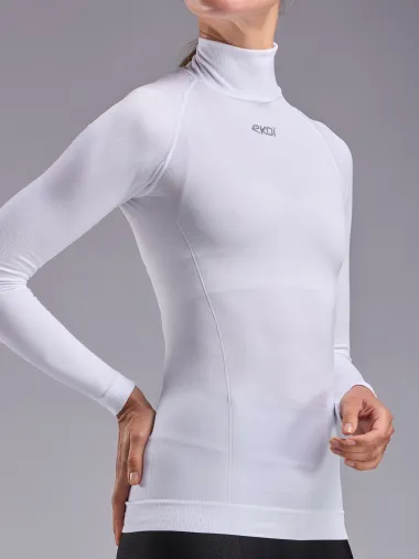 Sous maillot femme hiver EKOI Perf THERMO Col haut Blanc