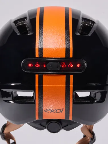 Casque urbain EKOI CITY STYLE Noir Ecran Bande Cuir Ambre Noir