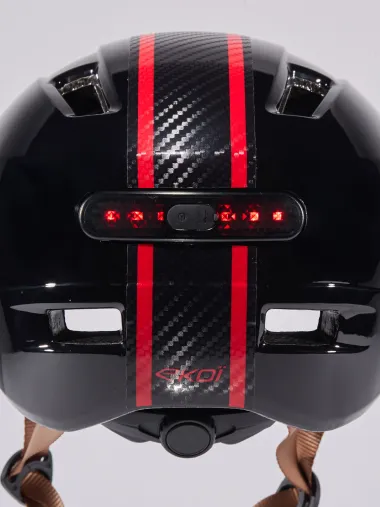 Casque urbain EKOI CITY STYLE Noir Ecran Bande Carbone tréssé Rouge