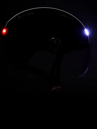 Casque urbain EKOI CITY STYLE Noir Ecran Bande Carbone forgé Blanc