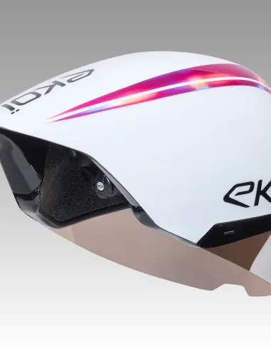 Casque EKOI Racing PURE AERO Mirror Cat2 Blanc Holo Rose