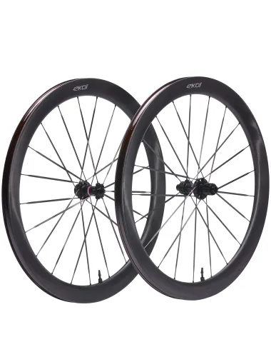 Paire de Roues EKOI Carbone 50mm Full Black Shimano France