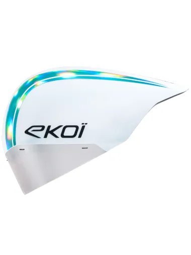 Casque EKOI Racing PURE AERO Mirror Cat2 Blanc Holo Aqua