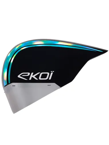 Casque EKOI Racing PURE AERO Mirror Cat2 Noir Holo Aqua