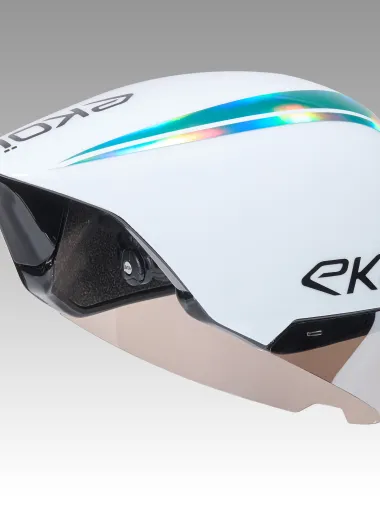Casque EKOI Racing PURE AERO Mirror Cat2 Blanc Holo Aqua