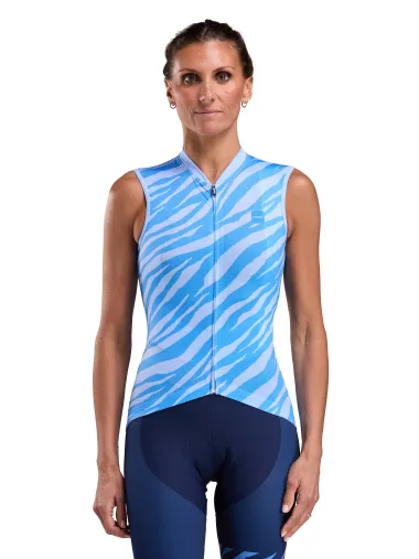 Maillot femme EKOI Perf ZEBRA sans manches Bleu