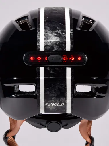 Casque urbain EKOI CITY STYLE Noir Ecran Bande Carbone forgé Blanc