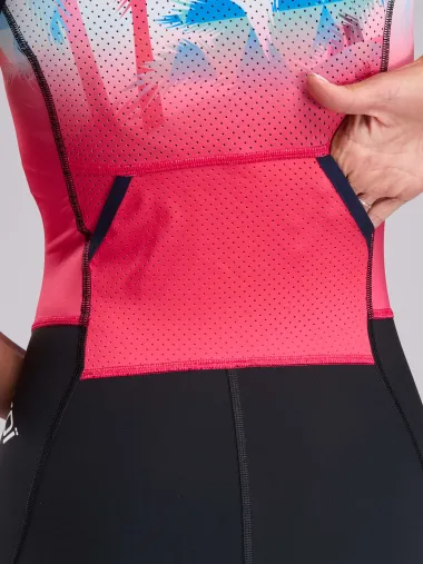 Combinaison triathlon femme EKOI Perf OASIS sans manches Rhubarbe