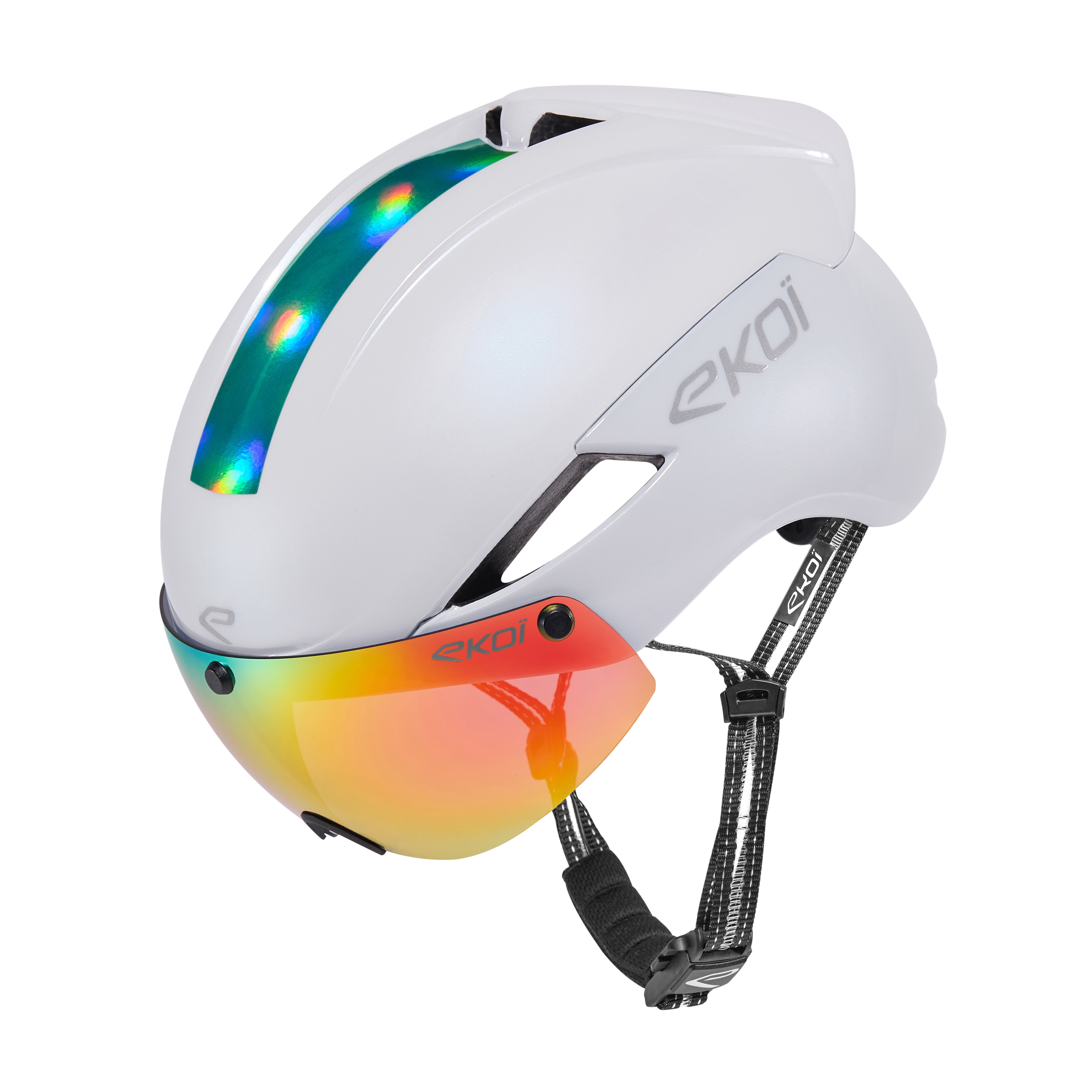 Casque EKOI Perf AERO16 Blanc LTD Holo Aqua