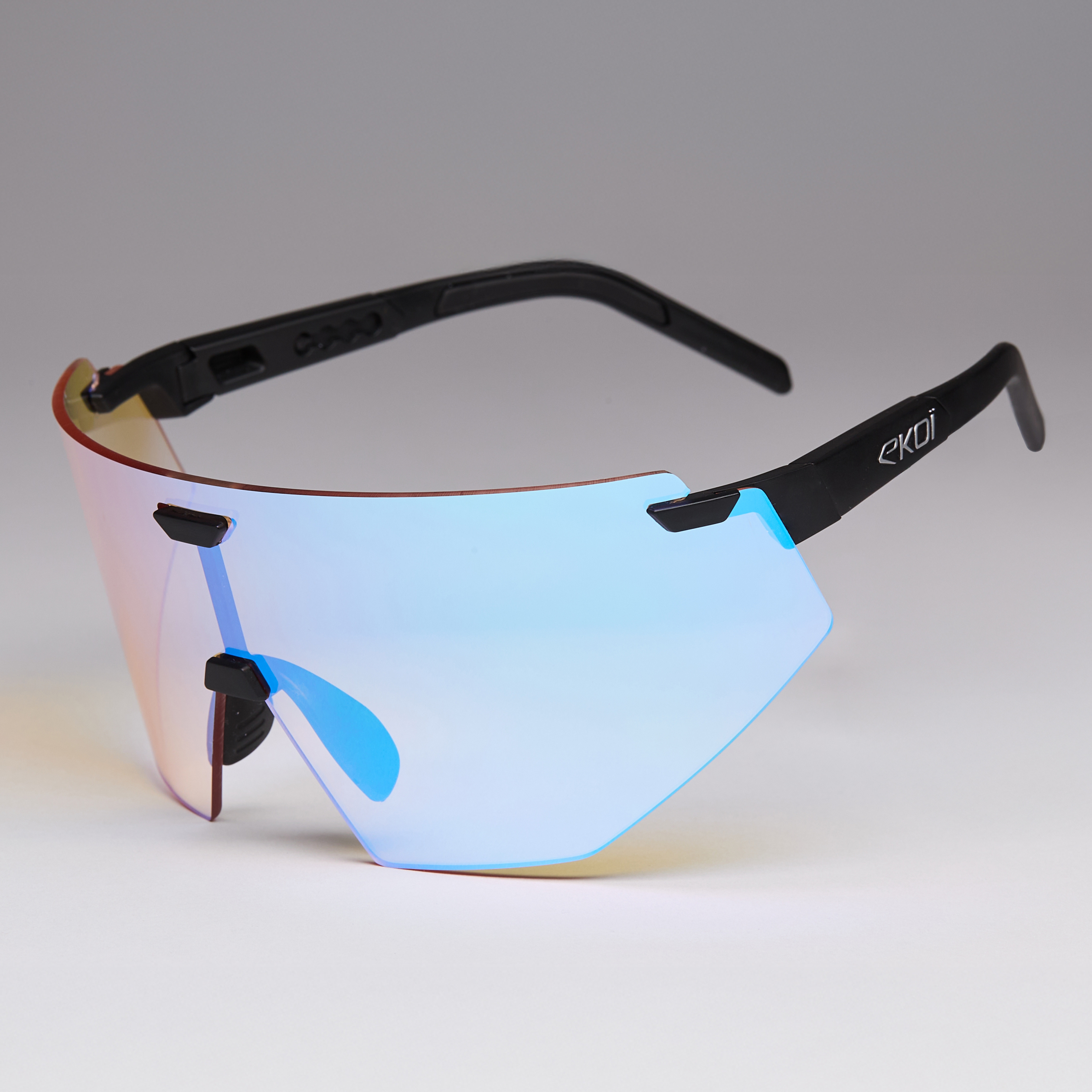 Lunettes EKOI Racing AEROLITE Noir Silver ICE Bleu Cat1