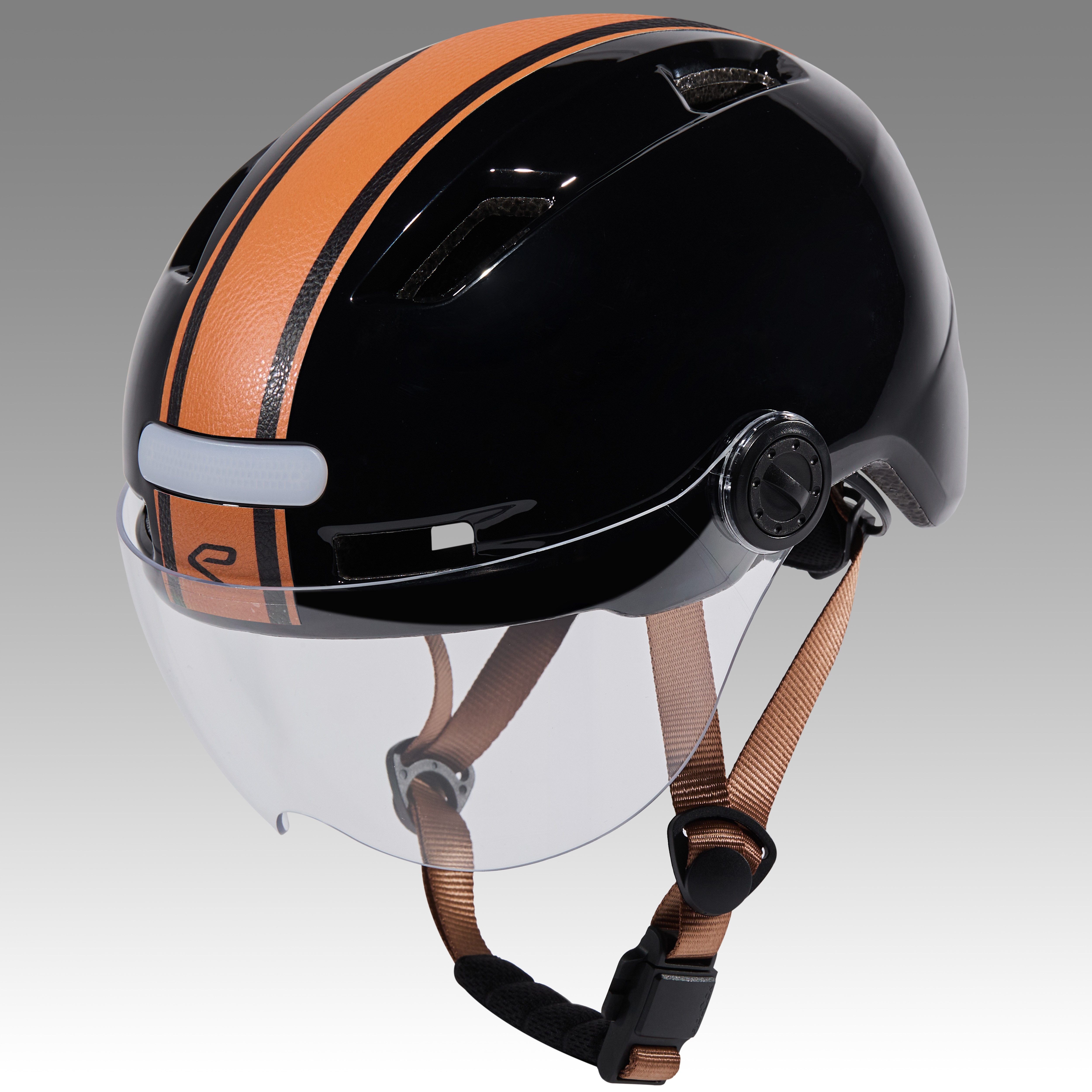 Casque urbain EKOI CITY STYLE Noir Ecran Bande Cuir Naturel Noir