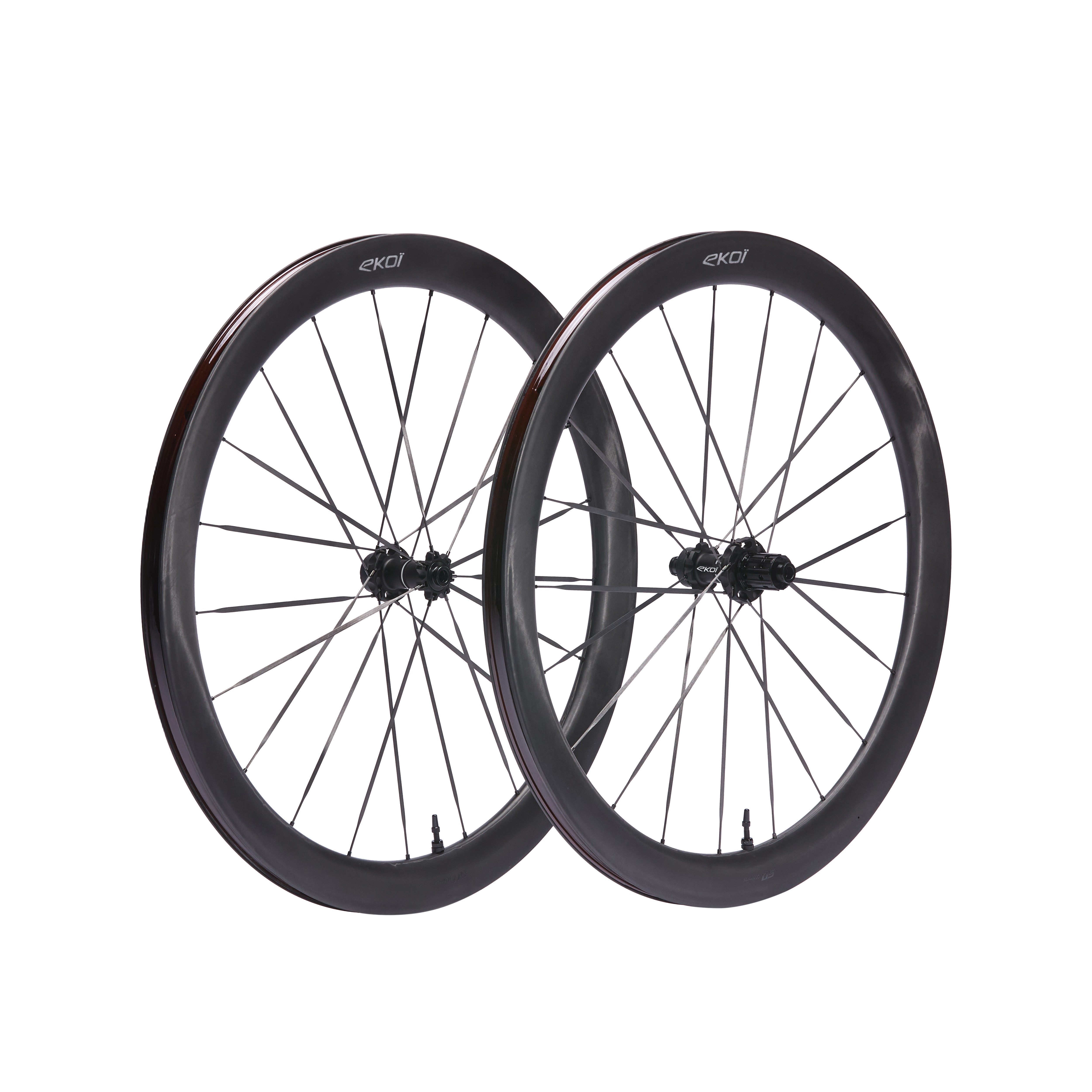 Paire de Roues EKOI Carbone 50mm Full Black Shimano Silver