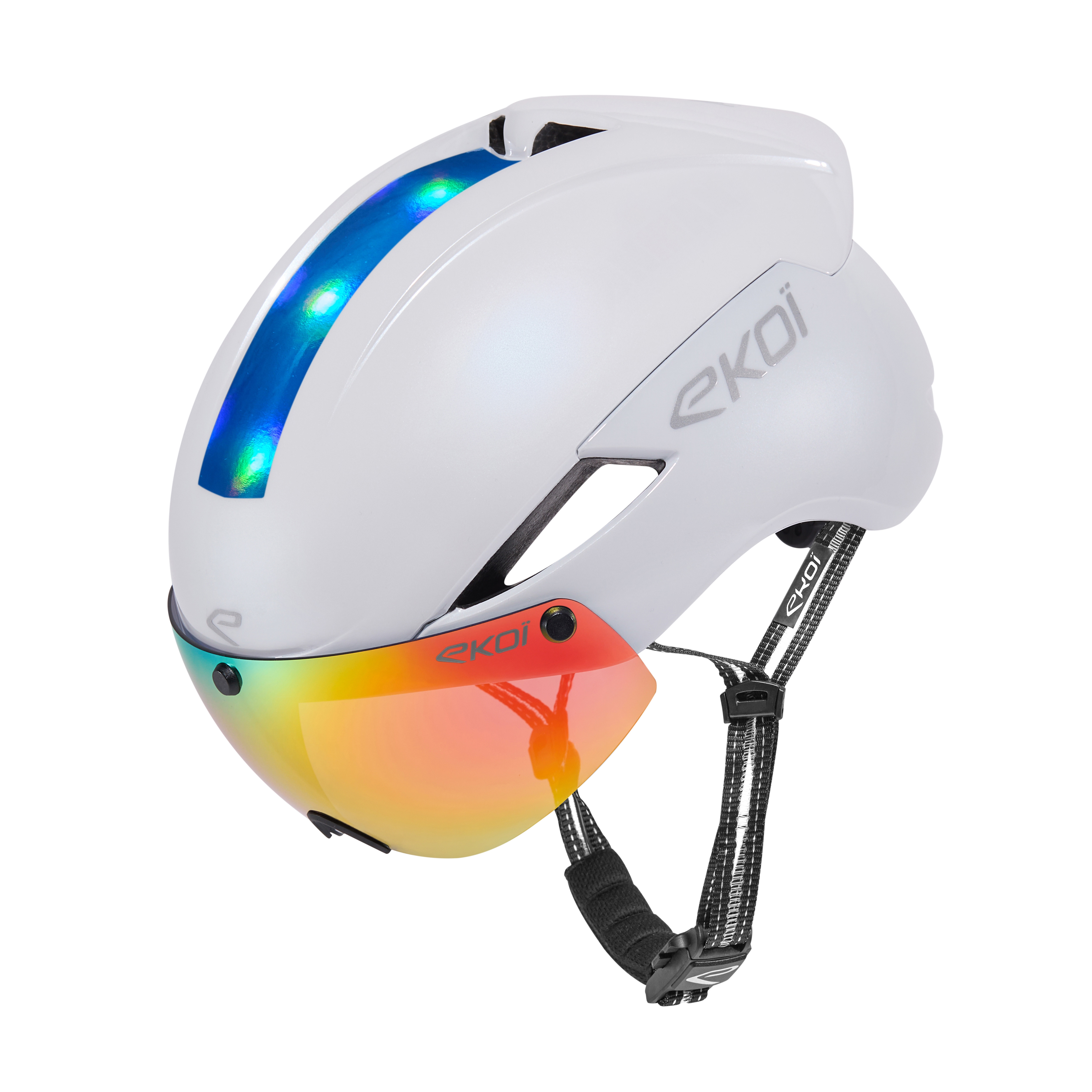Casque EKOI Perf AERO16 Blanc LTD Holo Bleu