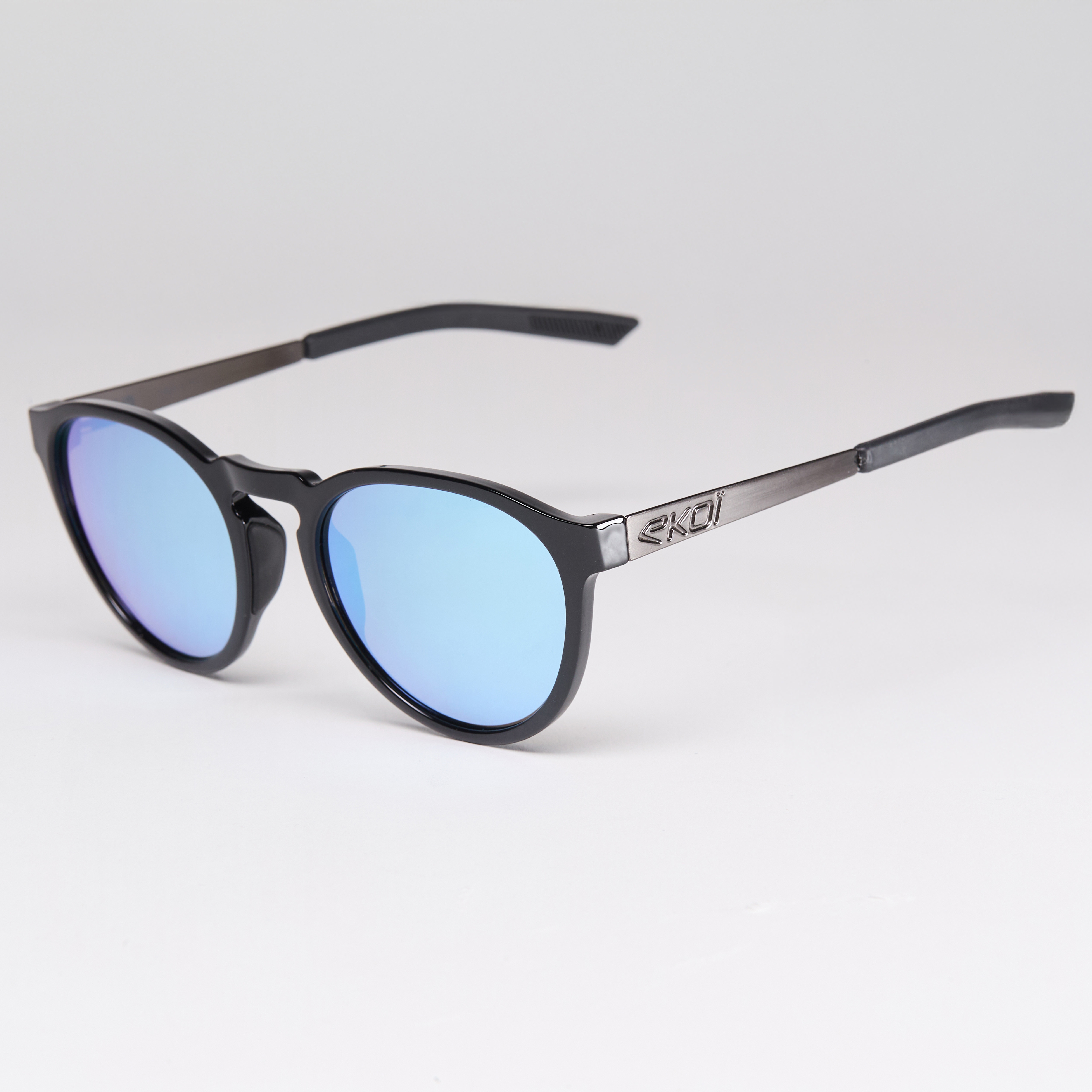 Lunettes EKOI Racing LIFESTYLE RONDES Noir brillant Bleu glacier