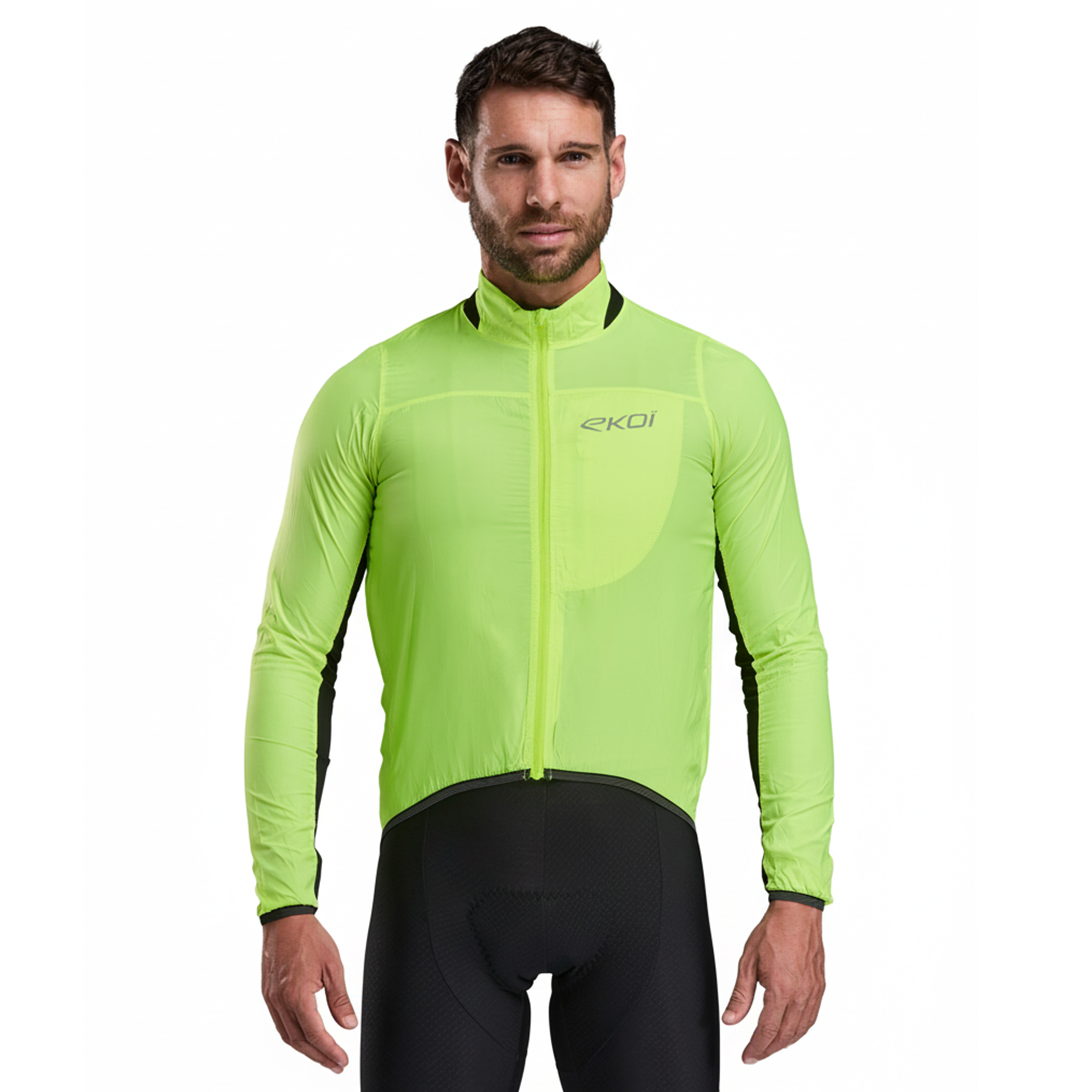 Veste coupe vent EKOI Perf WINDPROOF LIGHT POCKET Jaune fluo