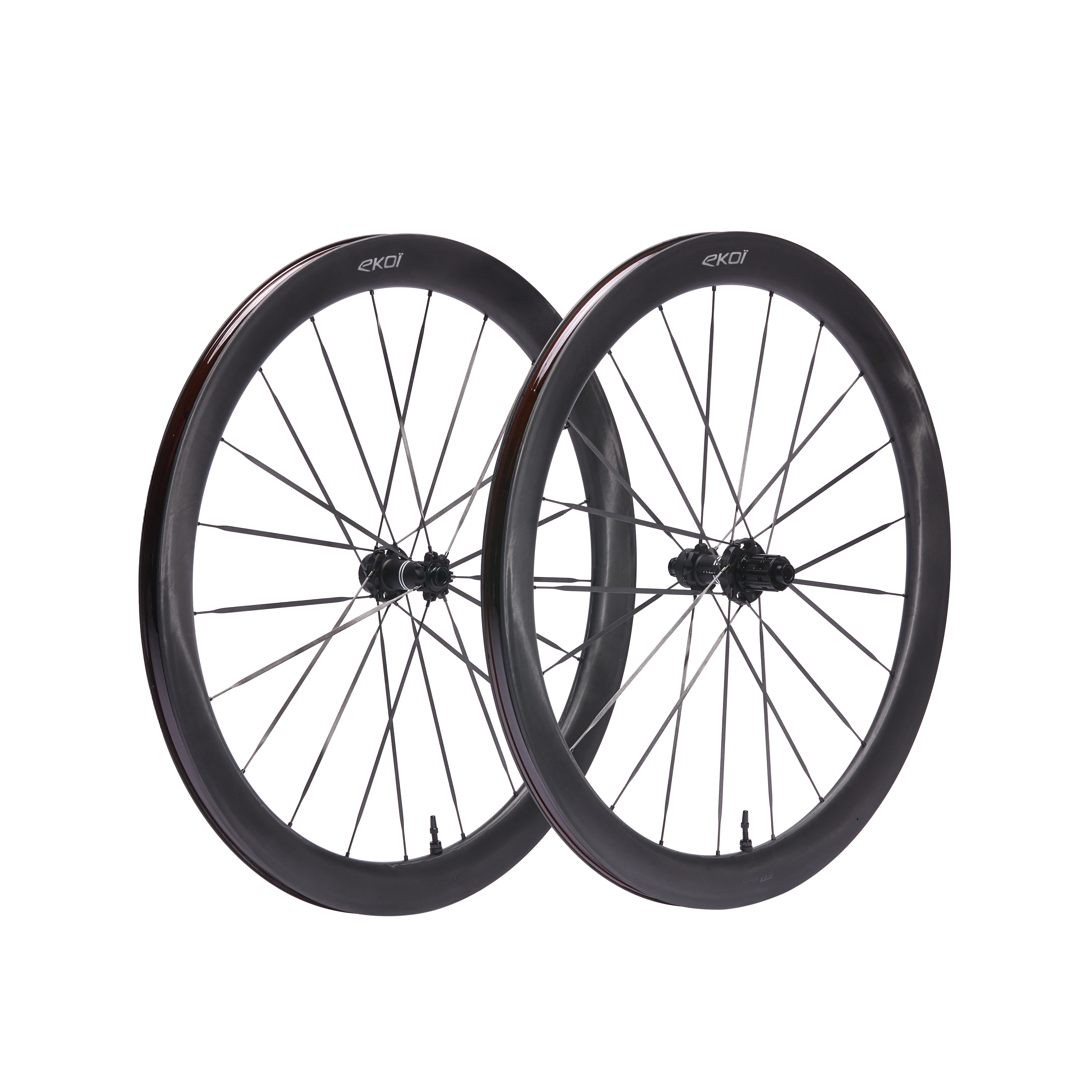 Paire de Roues EKOI Carbone 50mm Full Black Shimano White