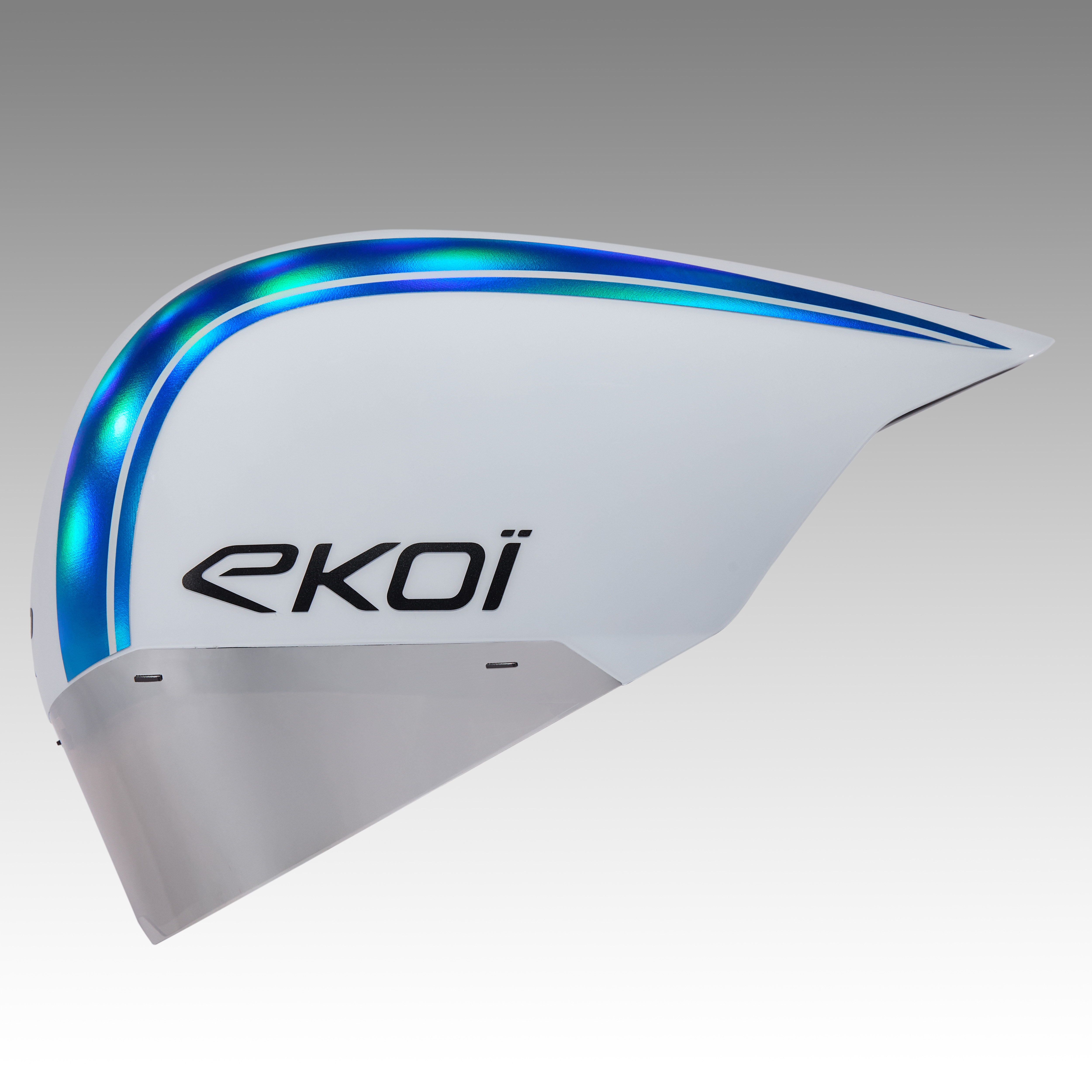 Casque EKOI Racing PURE AERO Mirror Cat2 Blanc Holo Bleu