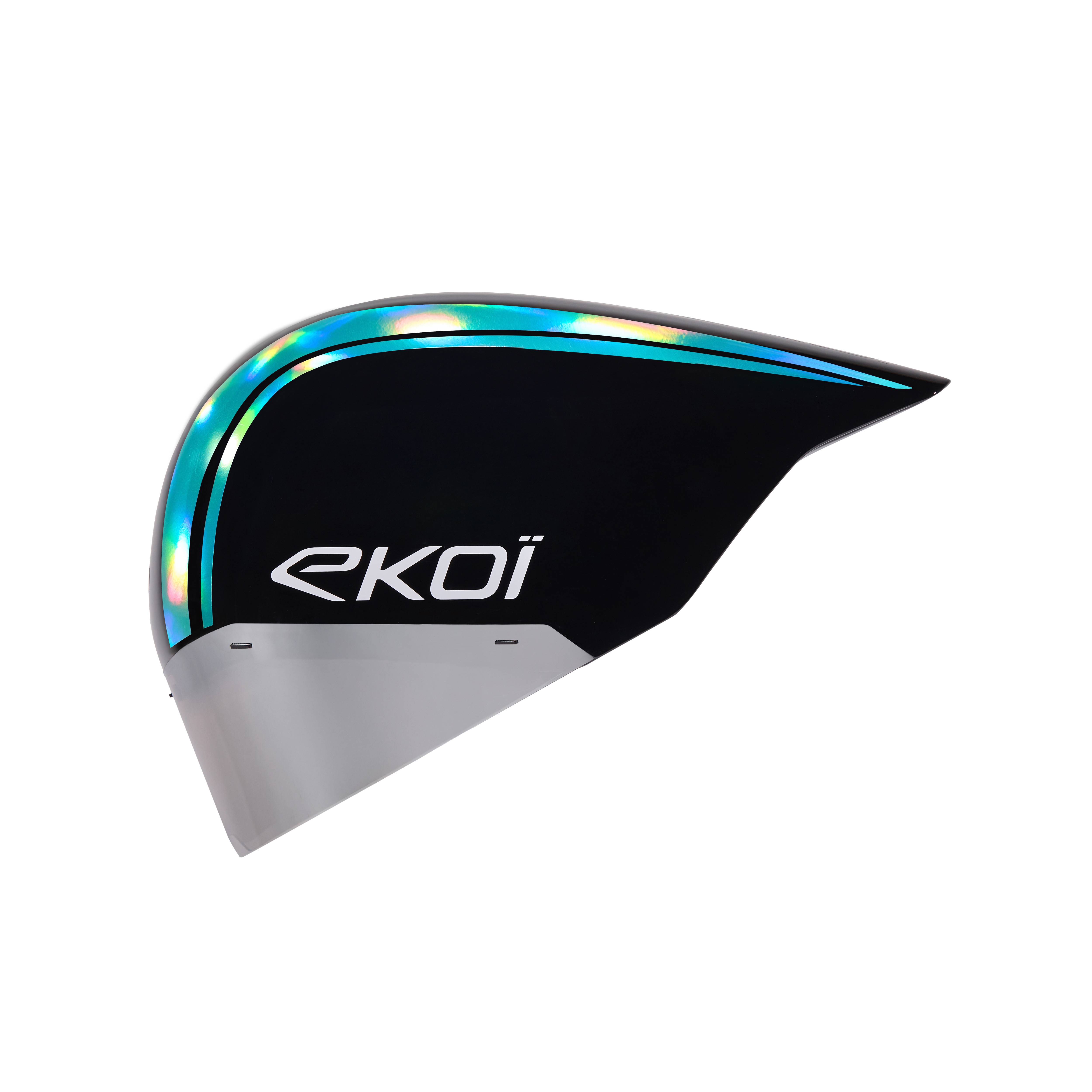 Casque EKOI Racing PURE AERO Mirror Cat2 Noir Holo Aqua