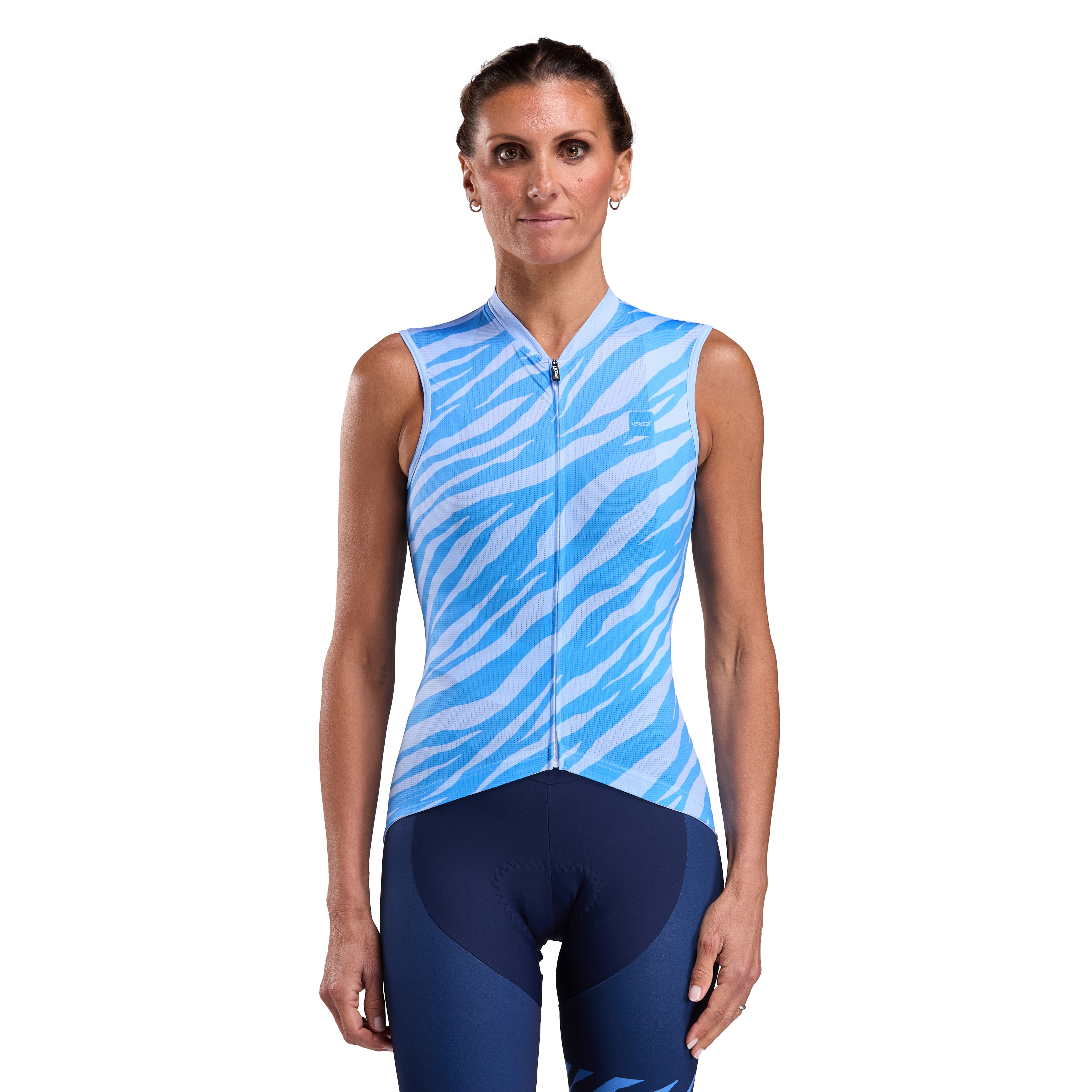 Maillot femme EKOI Perf ZEBRA sans manches Bleu
